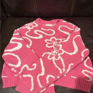 La Hearts Pink and White Floral Sweater